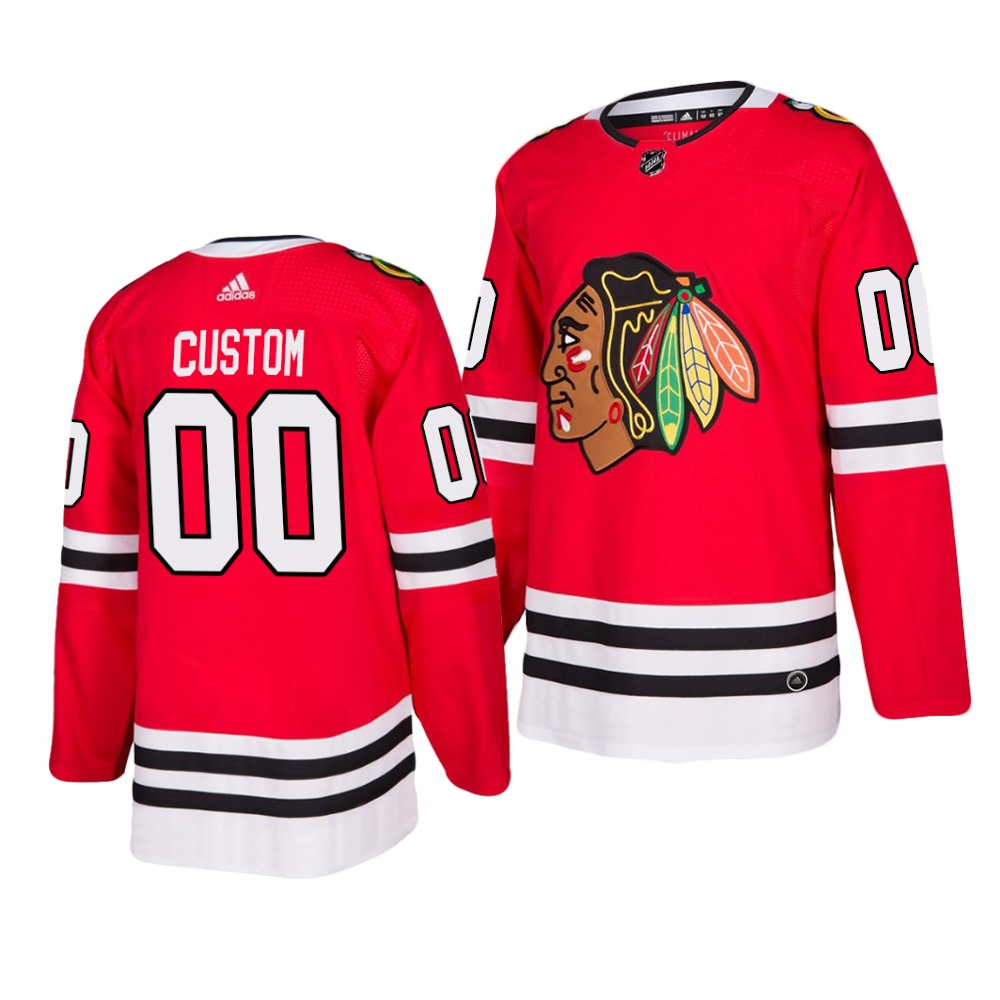 Chicago Blackhawks Custom 2019-20 Adidas Authentic Home Red Stitched NHL Jersey->customized nhl jersey->Custom Jersey